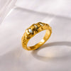 Wholesale Women's Stainless Steel Real Gold Plated Diamond Zircon Ring With Irregular Texture