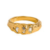 Wholesale Women's Stainless Steel Real Gold Plated Diamond Zircon Ring With Irregular Texture