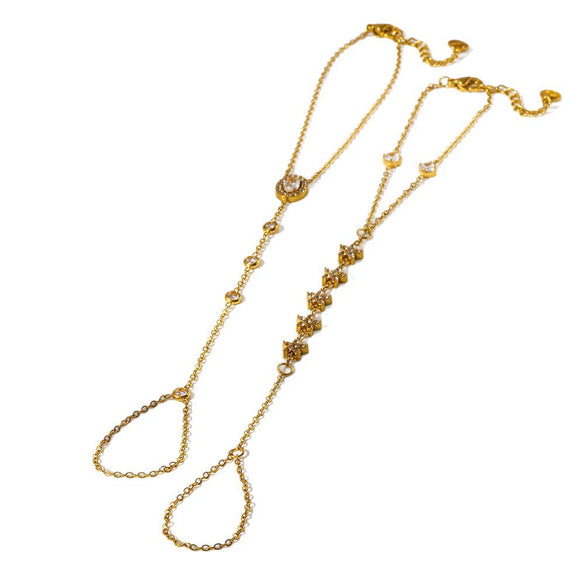Wholesale Women's Stainless Steel Real Gold Plated Geometric Flower Wrist Chain Bracelet Niche Jewelry