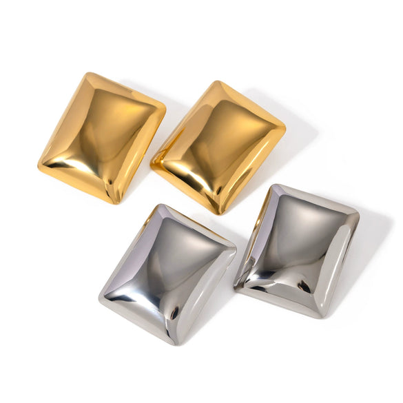 Wholesale Women's Stainless Steel Rectangular Geometric Original Design Electroplated Earrings