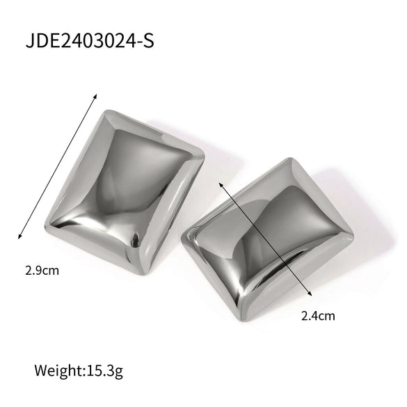 Wholesale Women's Stainless Steel Rectangular Geometric Original Design Electroplated Earrings