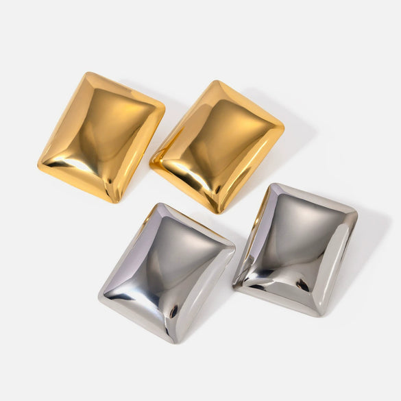 Wholesale Women's Stainless Steel Rectangular Geometric Original Design Electroplated Earrings