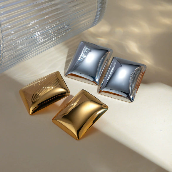 Wholesale Women's Stainless Steel Rectangular Geometric Original Design Electroplated Earrings