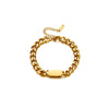 Wholesale Women's Stainless Steel Rectangular Heavy Industry Metal Cold Style Glossy Electroplated Bracelet