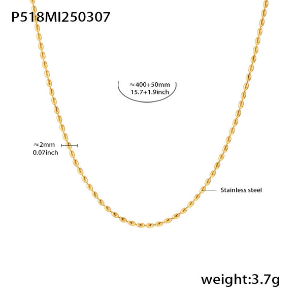 Wholesale Women's Stainless Steel Rectangular Zircon Beads Multilayer Clavicle Necklace With Geometric Pattern And Pvd Plating Design