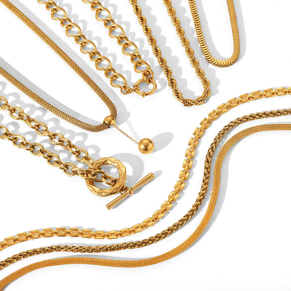 Wholesale Women's Stainless Steel Regular Chain Necklace With Geometric Pattern And Electroplating Treatment