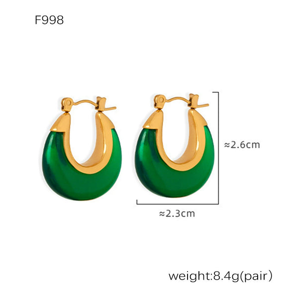 Wholesale Women's 316L Stainless Steel Resin Geometric Electroplated Colorful Earrings