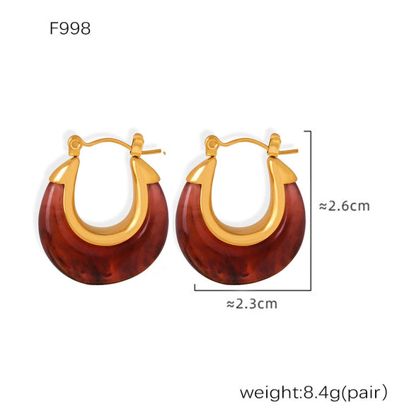 Wholesale Women's 316L Stainless Steel Resin Geometric Electroplated Colorful Earrings