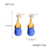 Wholesale Women's 316L Stainless Steel Resin Geometric Electroplated Colorful Earrings