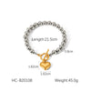 Wholesale Women's Stainless Steel Retro Classic Love Peach Heart Geometric Electroplated Bracelet