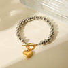 Wholesale Women's Stainless Steel Retro Classic Love Peach Heart Geometric Electroplated Bracelet