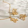 Wholesale Women's Stainless Steel Retro Geometric Animals Seahorse Starfish Onepiece Diamond Earrings With Electroplating
