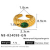 Wholesale Women's Stainless Steel Retro Personality Opening Ring With 18K Gold Plated Electroplating And Multicolor Zircon Inlay Geometric Pattern