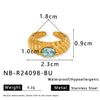 Wholesale Women's Stainless Steel Retro Personality Opening Ring With 18K Gold Plated Electroplating And Multicolor Zircon Inlay Geometric Pattern