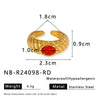 Wholesale Women's Stainless Steel Retro Personality Opening Ring With 18K Gold Plated Electroplating And Multicolor Zircon Inlay Geometric Pattern