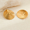 Wholesale Women's Stainless Steel Retro Style Irregular Arc Geometric Earrings With Electroplating