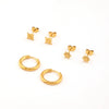 Wholesale Women's Stainless Steel Rhombus Earrings Set With Pvd Furnace Vacuum Real Gold Plating Little Fresh And Minimalist Style