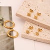 Wholesale Women's Stainless Steel Rhombus Earrings Set With Pvd Furnace Vacuum Real Gold Plating Little Fresh And Minimalist Style
