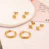 Wholesale Women's Stainless Steel Rhombus Earrings Set With Pvd Furnace Vacuum Real Gold Plating Little Fresh And Minimalist Style