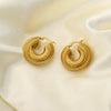 Wholesale Women's Stainless Steel Ring Earrings In C Shaped With Snail Shell Design And Electroplating Process