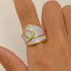 Wholesale Women's Stainless Steel Ring Retro Inlaid Colored Stone Geometric Star Pattern Electroplated