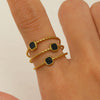 Wholesale Women's Stainless Steel Ring Retro Inlaid Colored Stone Geometric Star Pattern Electroplated