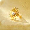 Wholesale Women's Stainless Steel Ring Simple Style Sweet Lace Hollow Electroplated Highend Design