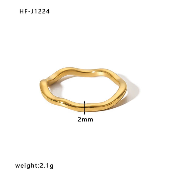 Wholesale Women's Stainless Steel Ring With Crown Heart Bow Leaves Wave Rhombus Drop Shape Star Geometric Patterns 18K Vacuum Gold Plated