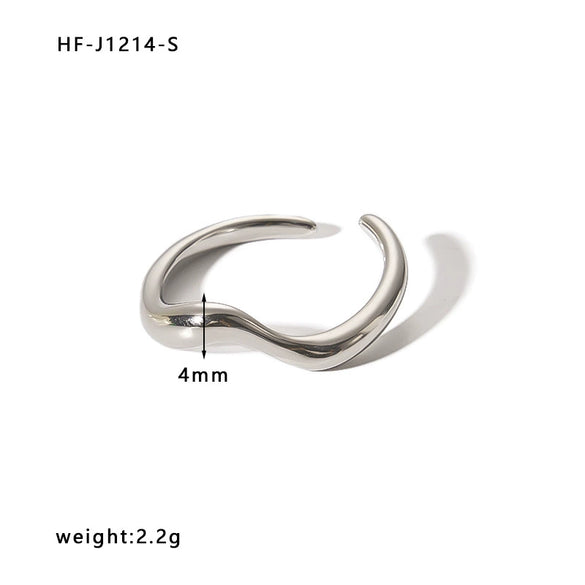Wholesale Women's Stainless Steel Ring With Crown Heart Bow Leaves Wave Rhombus Drop Shape Star Geometric Patterns 18K Vacuum Gold Plated