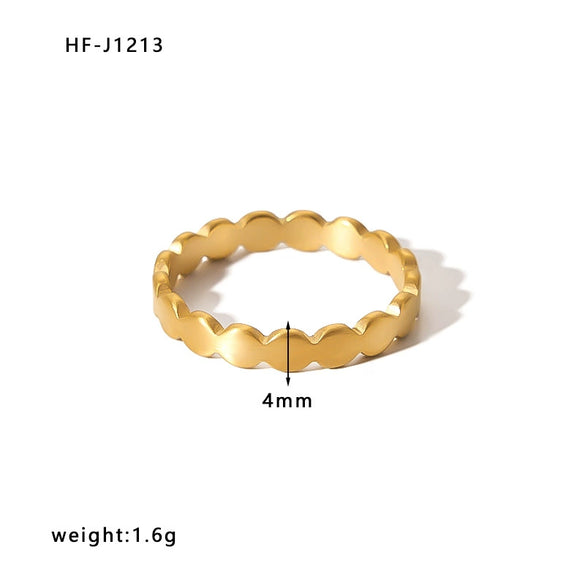 Wholesale Women's Stainless Steel Ring With Crown Heart Bow Leaves Wave Rhombus Drop Shape Star Geometric Patterns 18K Vacuum Gold Plated