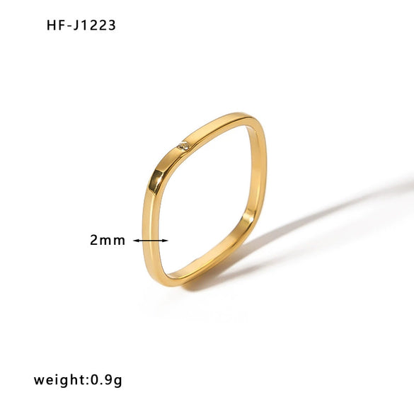 Wholesale Women's Stainless Steel Ring With Crown Heart Bow Leaves Wave Rhombus Drop Shape Star Geometric Patterns 18K Vacuum Gold Plated