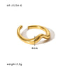 Wholesale Women's Stainless Steel Ring With Crown Heart Bow Leaves Wave Rhombus Drop Shape Star Geometric Patterns 18K Vacuum Gold Plated