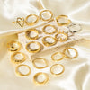 Wholesale Women's Stainless Steel Ring With Crown Heart Bow Leaves Wave Rhombus Drop Shape Star Geometric Patterns 18K Vacuum Gold Plated
