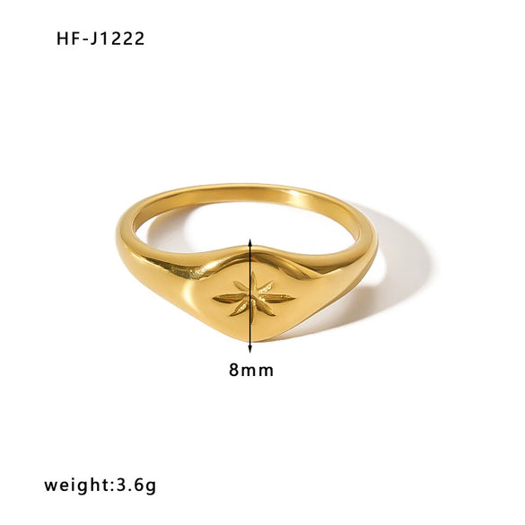 Wholesale Women's Stainless Steel Ring With Crown Heart Bow Leaves Wave Rhombus Drop Shape Star Geometric Patterns 18K Vacuum Gold Plated