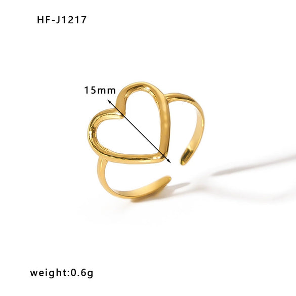 Wholesale Women's Stainless Steel Ring With Crown Heart Bow Leaves Wave Rhombus Drop Shape Star Geometric Patterns 18K Vacuum Gold Plated