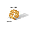 Wholesale Women's Stainless Steel Ring With Geometric Design And Pvd Furnace Real Gold Electroplating Exaggerated Fashion Lines