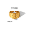 Wholesale Women's Stainless Steel Ring With Geometric Design And Pvd Furnace Real Gold Electroplating Exaggerated Fashion Lines