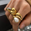 Wholesale Women's Stainless Steel Ring With Geometric Pattern And Electroplating Treatment