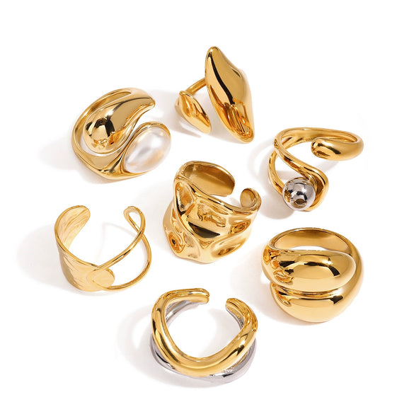 Wholesale Women's Stainless Steel Ring With Geometric Pattern And Electroplating Treatment