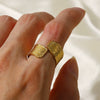 Wholesale Women's Stainless Steel Ring With Geometric Pattern And Electroplating Treatment