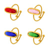 Wholesale Women's 316L Stainless Steel Ring With Geometric Pattern And 18K Real Gold Electroplating Czech Glass And Threaded Steel Ball Design