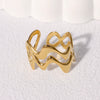 Wholesale Women's Stainless Steel Ring With Irregular Wave And Geometric Pattern Electroplated Simple And High Level Sense Non Fading