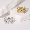 Wholesale Women's Stainless Steel Ring With Irregular Wave And Geometric Pattern Electroplated Simple And High Level Sense Non Fading