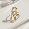 Wholesale Women's Stainless Steel Ring With Quiet Design Sense Gold And Silver Color Matching Double S Shaped Adjustable Opening Geometric Styling And Electroplating