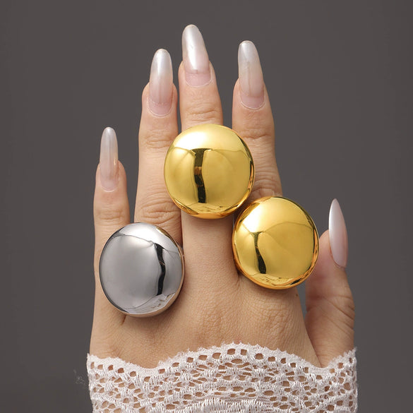 Wholesale Women's 316L Stainless Steel Ring With Roman Pattern And Digital Casting Pvd Goldplated