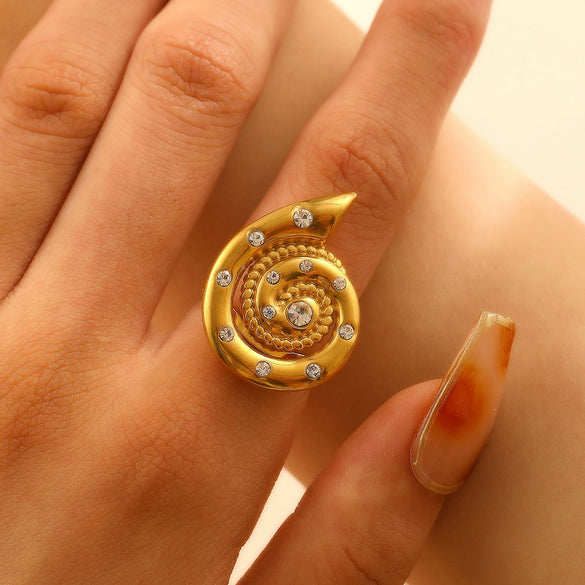 Wholesale Women's Stainless Steel Ring With Starfish Leaf Animal And Zodiac Patterns Electroplated