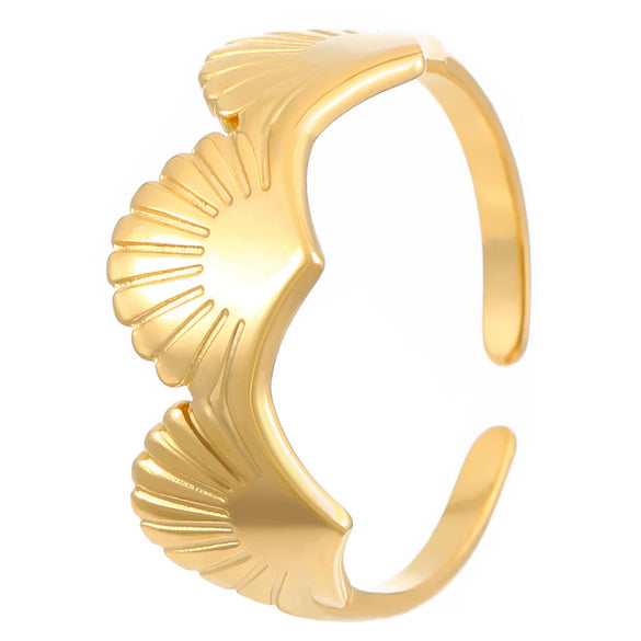 Wholesale Women's Stainless Steel Ring With Starfish Leaf Animal And Zodiac Patterns Electroplated