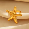 Wholesale Women's Stainless Steel Ring With Starfish Leaf Animal And Zodiac Patterns Electroplated