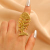 Wholesale Women's Stainless Steel Ring With Starfish Leaf Animal And Zodiac Patterns Electroplated