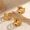 Wholesale Women's Stainless Steel Ring With Turquoise Malachite Tiger Eye Stone Inlaid Geometric Style Electroplated